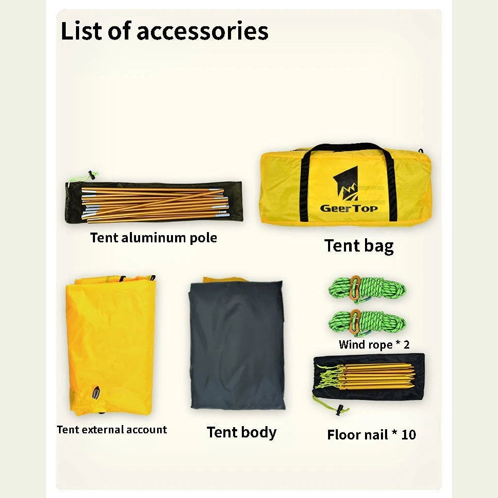 3 Person Outdoor Tent Camping UV Aluminum Rod Snow Skirt Family BBQ Picnic Beach Self-driving Car Cycling Mountaineering Tent himalipasal