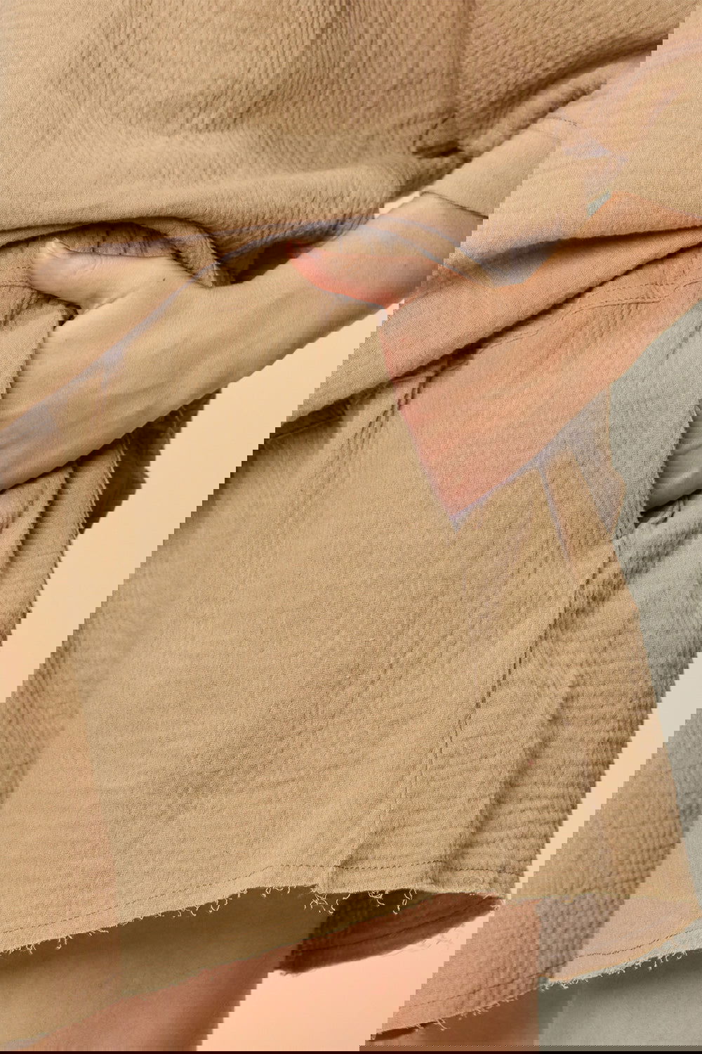 Double Take Texture Half Sleeve T-Shirt and Drawstring Shorts Set himalipasal