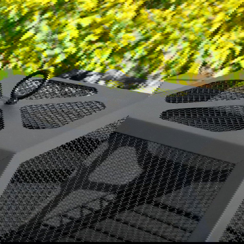 Fire Pit Table 32in Square Metal Firepit Stove Backyard Patio Garden Fireplace for Camping, Outdoor Heating, Bonfire and Picnic himalipasal