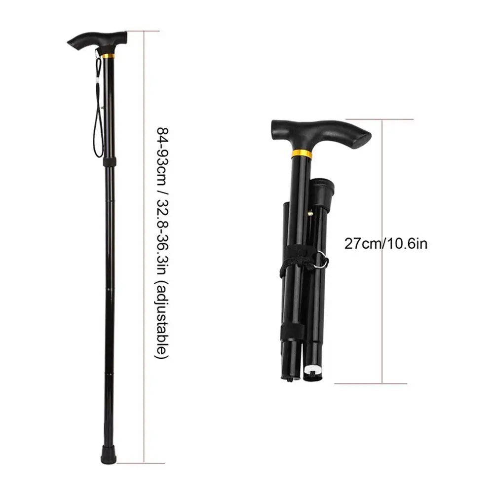 Foldable Walking Stick Anti-Slip Outdoor Hiking Camping Climbing Mountaineering Extendable Sturdy Disability Cane Unisex I9S5 himalipasal