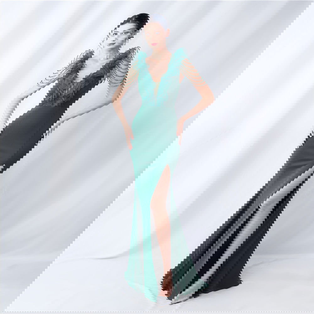 Heavy Industry Organza Wedding Dinner Annual Meeting Satin Evening Dress himalipasal