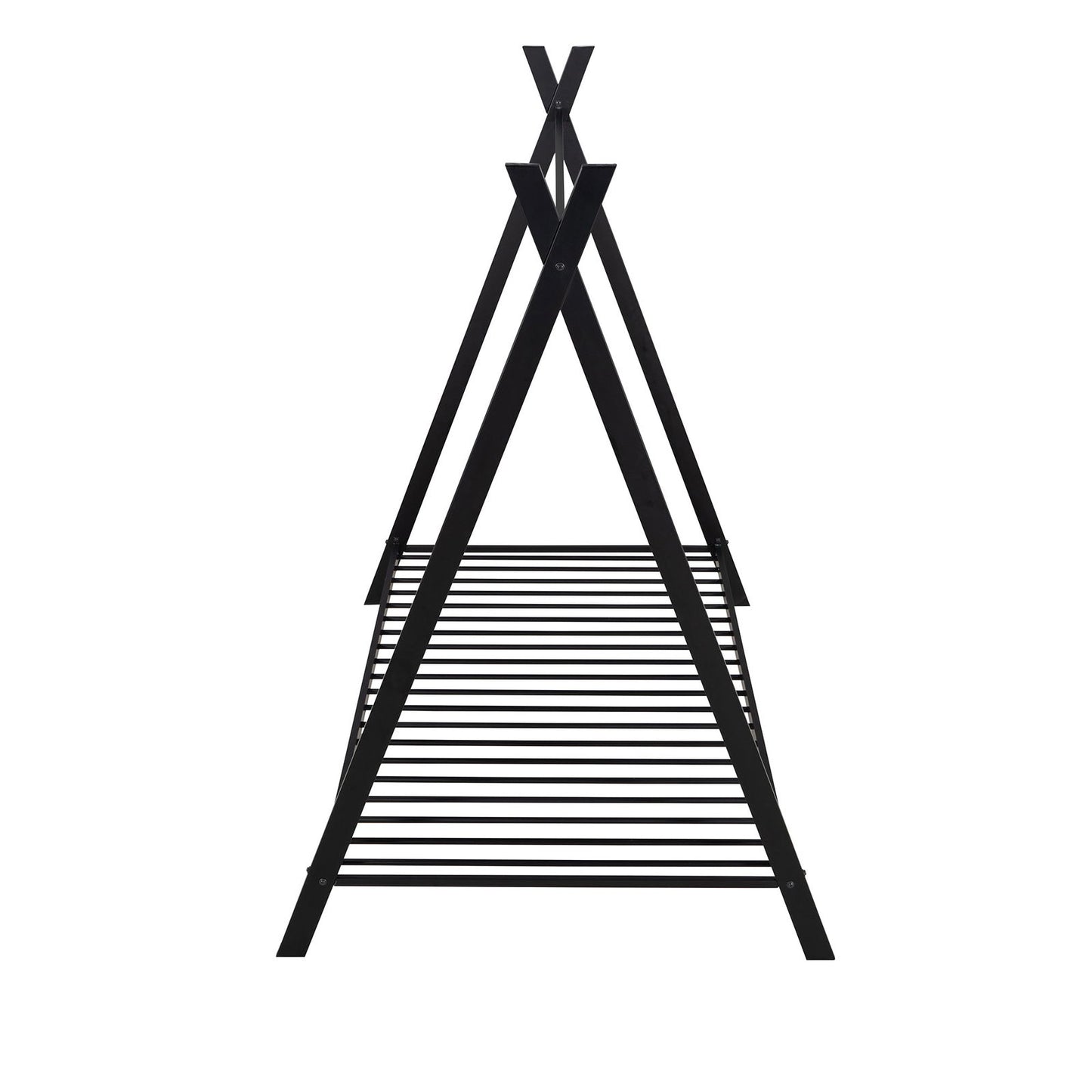 House Bed Tent Bed Frame Twin Size Metal Floor Play House Bed with Slat for Kids Girls Boys , No Box Spring Needed Black himalipasal