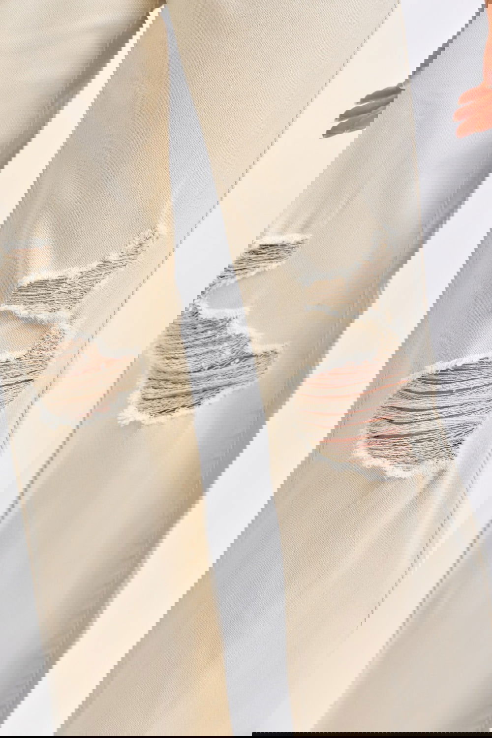 Judy Blue Full Size High Waist Distressed Wide Leg Jeans himalipasal