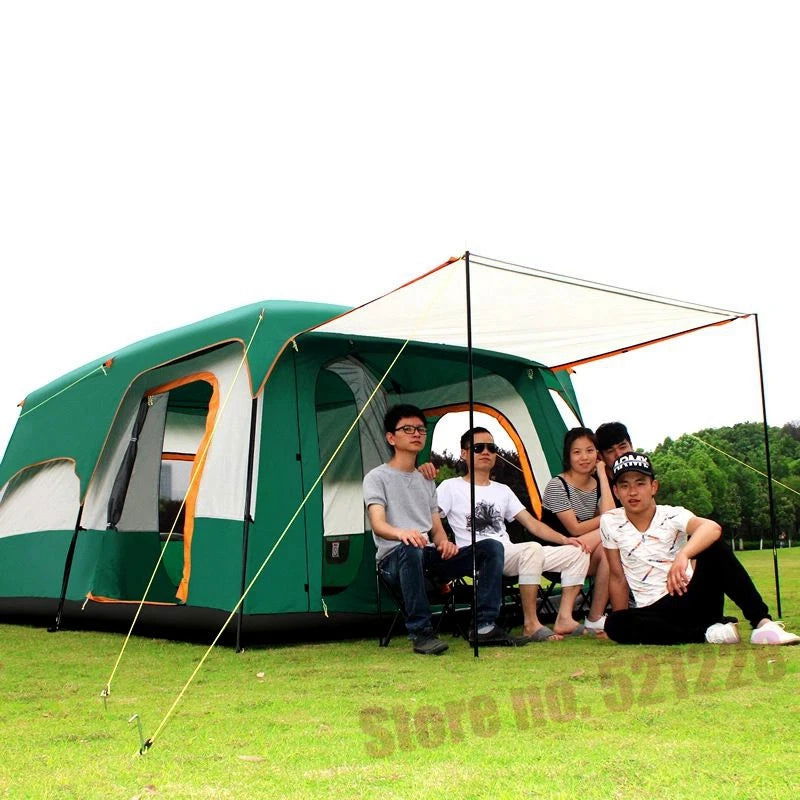 L Size 6 8 10 12 Person Outdoor Huge Tent 2 Bedroom Family Water proof Hiking Mountaineering Tent Self Driving Tent Camping Tent himalipasal