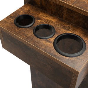 Locking Beauty Salon Station, Hair Styling Barber Station, Spa Salon Equipment with Small Cabinet, Pull-out Drawers, Dryer Holders, Rustic Brown himalipasal