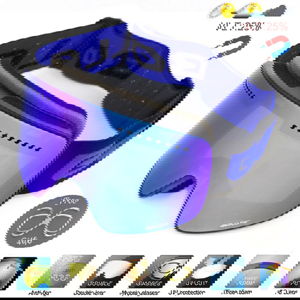 Magnetic Ski Goggles with Quick-Change Double Lens UV400 Anti-fog Ski Glasses Men Women Mountaineering Snowboard Snow Goggles himalipasal