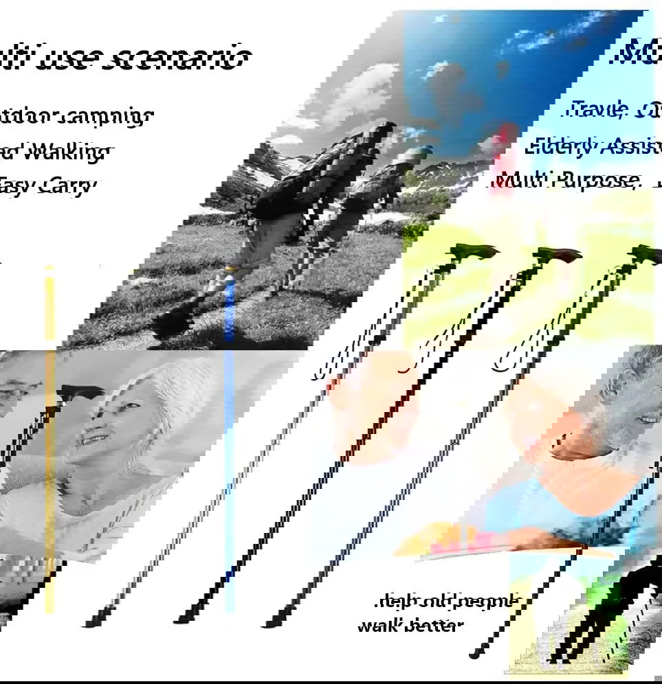 Multifunction Walking Stick Trekking Poles Telescopic Fold Crutches Hiking Stick Crutch Elderly Metal Stick Walking Cane Outdoor himalipasal