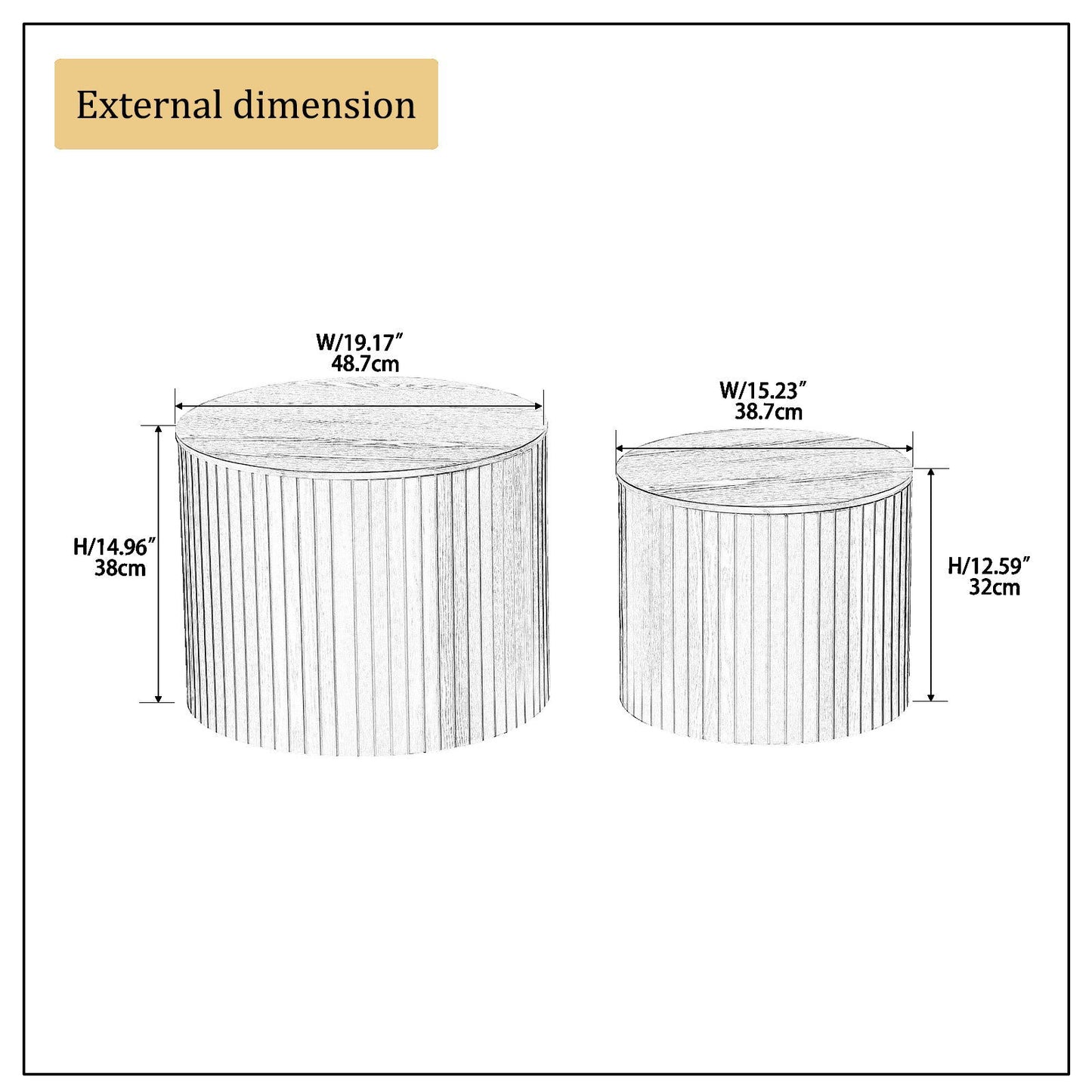 Nested table set 2 pieces, MDF coffee table set Living room/lounge area, black himalipasal