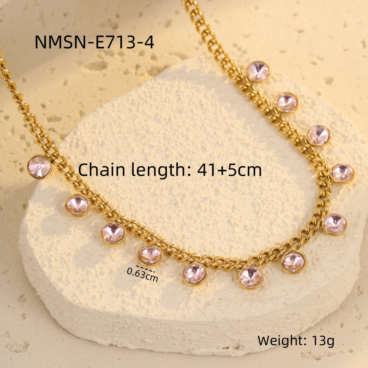round Pink Zircon Necklace