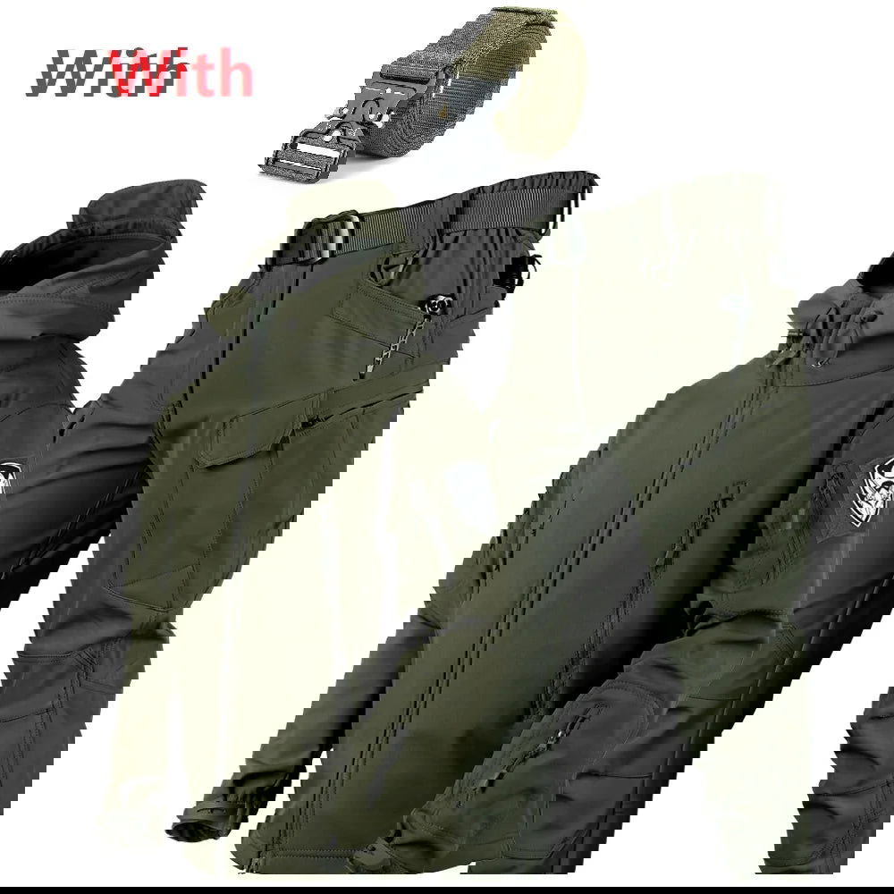 Outdoor Shark Skin Warmth Set Camo Plush Thickened Coat Autumn/Winter Racing Two Piece Set himalipasal