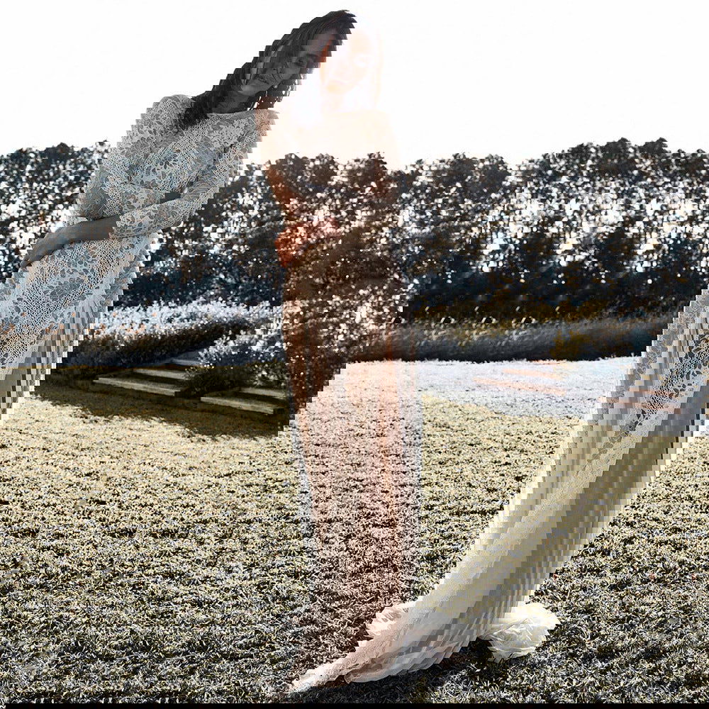 Spring Women Clothing Dress round Neck Long Sleeve Hollow Out Cutout Backless Lace Ladies Cocktail Wedding Dress himalipasal