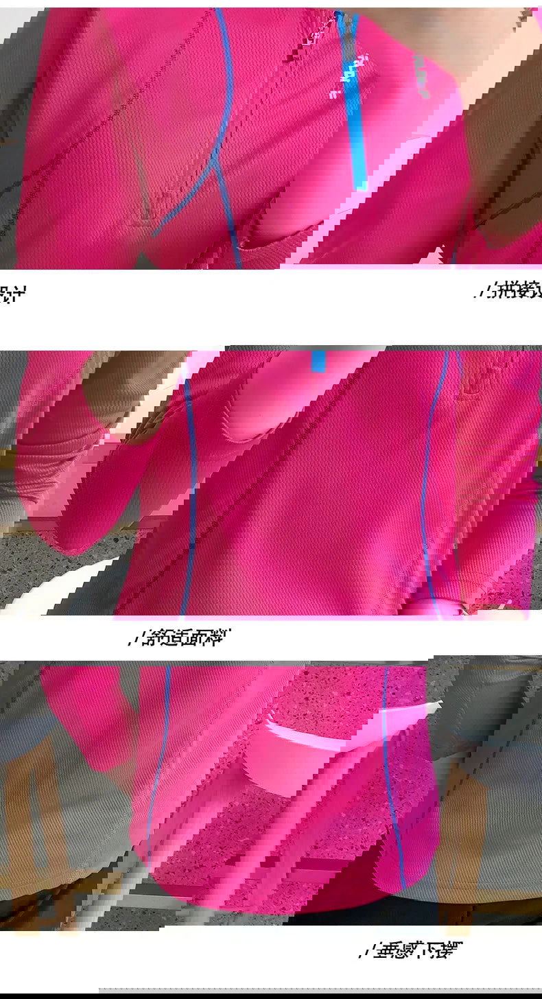 T-shirt Outdoor Quick-drying Clothes Autumn Women Sports Long-sleeved T-shirt Stand Collar Slim Stretch Mountaineering Clothes himalipasal