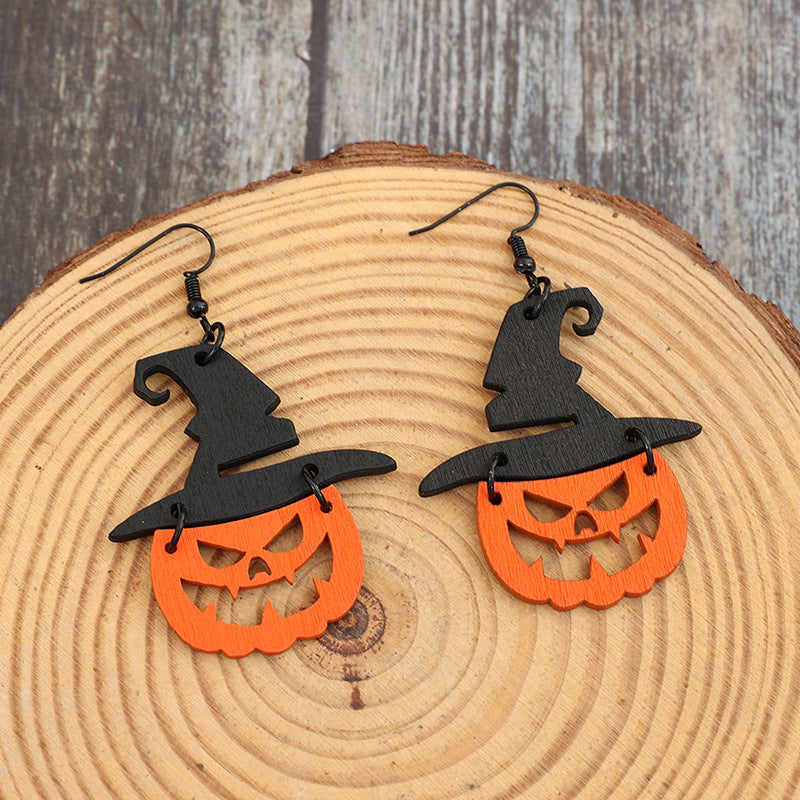 Wooden Pumpkin Shape Earrings himalipasal