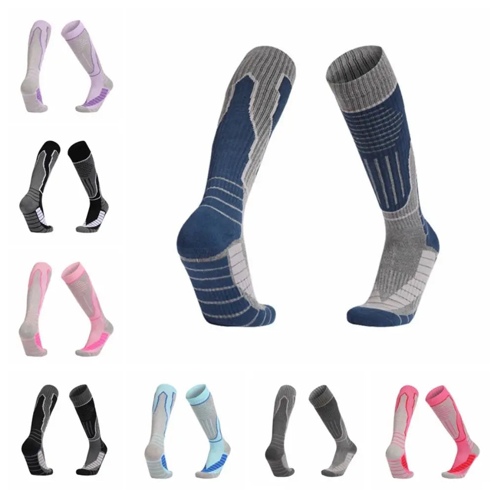 1 Pair of Sweat Absorption Ski Socks Warm Towel Bottom High Tube Sports Socks Anti Wrinkle Cotton Mountaineering Socks himalipasal