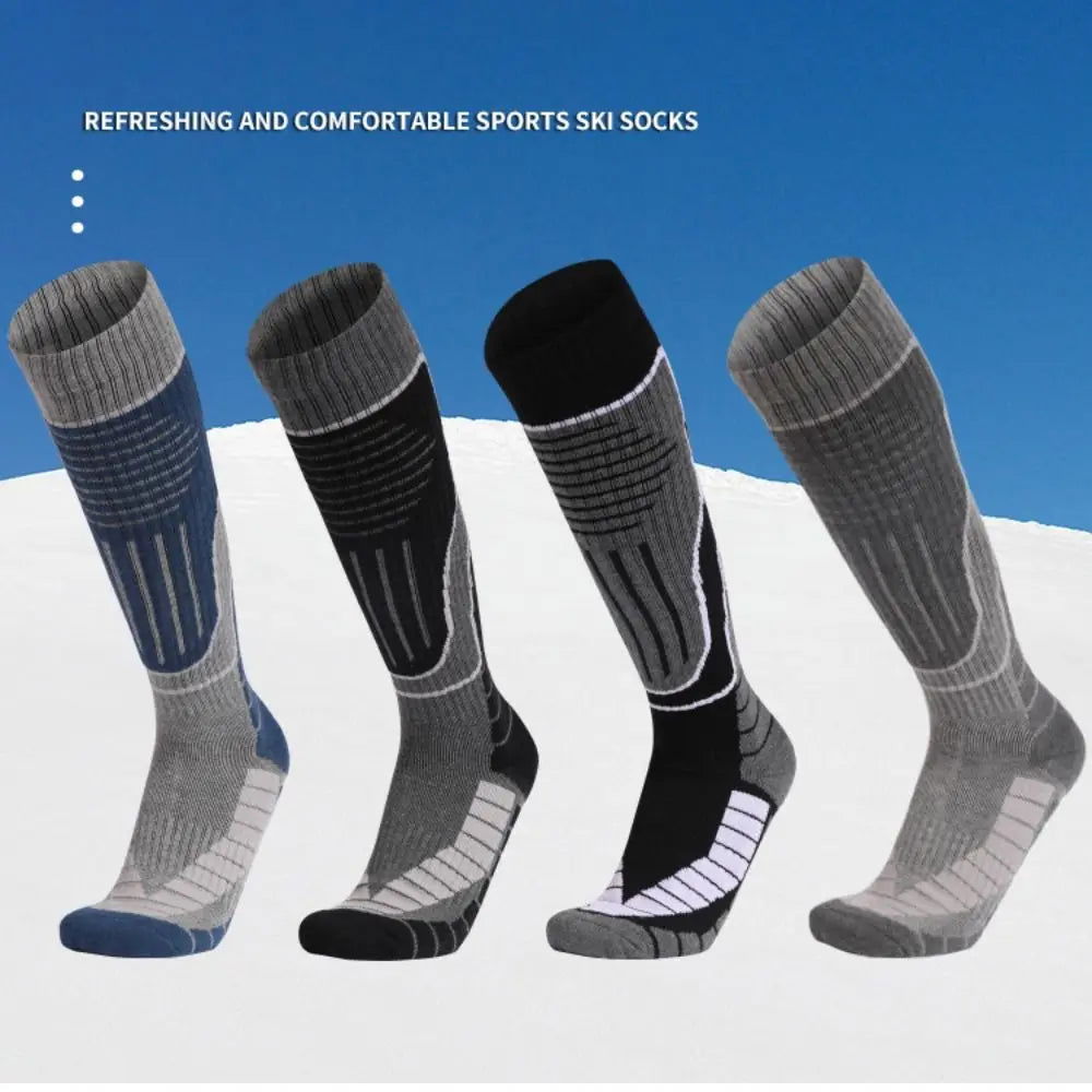 1 Pair of Sweat Absorption Ski Socks Warm Towel Bottom High Tube Sports Socks Anti Wrinkle Cotton Mountaineering Socks himalipasal