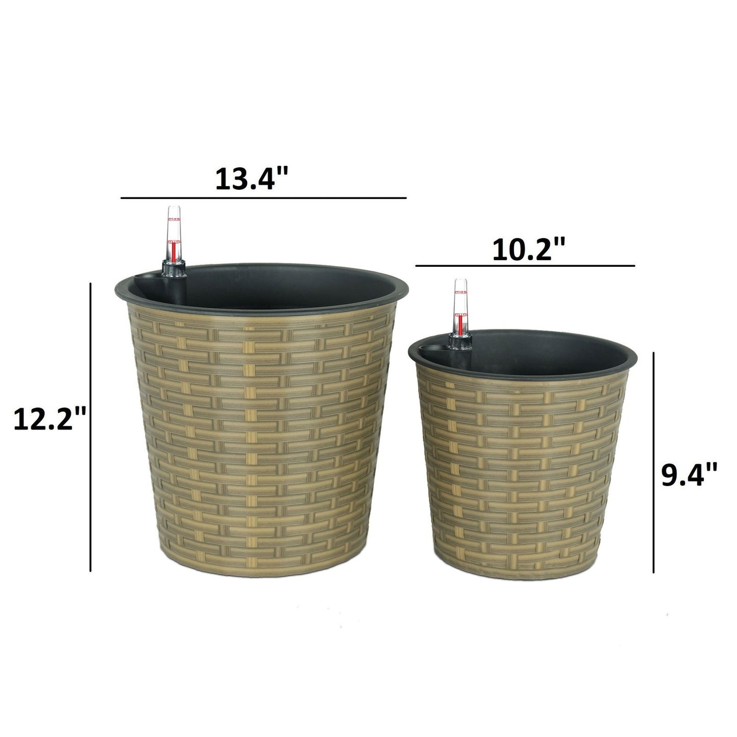 10.2" Self-watering Wicker Decor Planter for Indoor and Outdoor - Round - Natural himalipasal