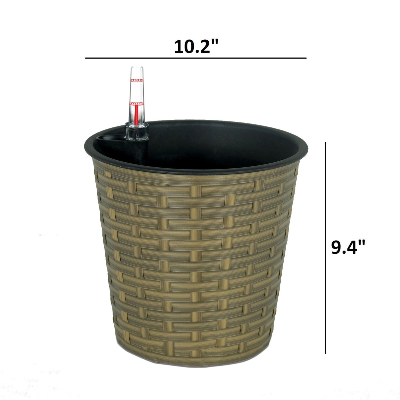 10.2" Self-watering Wicker Decor Planter for Indoor and Outdoor - Round - Natural himalipasal