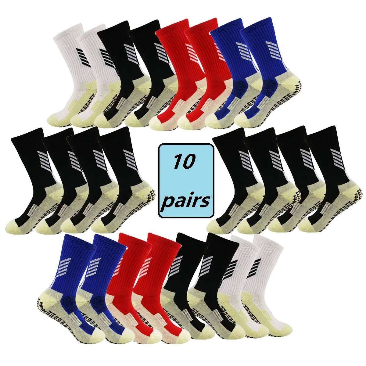 10 Pairs Men's and Women's Non Slip Soccer Socks Towel Bottom Sports Socks Outdoor Sports Hiking Socks Mountaineering Socks himalipasal