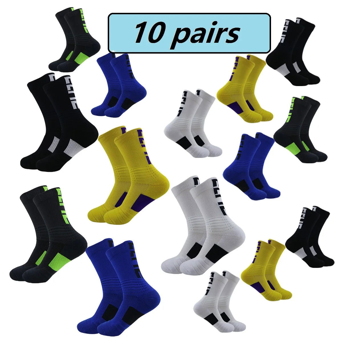 10 Pairs Professional Sports Bicycle Socks for Running Hiking and Mountaineering Men's and Women's Bicycle Socks himalipasal