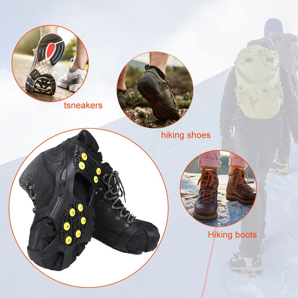 10 Teeth Climbing Crampons Anti-Slip Mountaineering Cleats Unisex Boots Snow Cleats Outdoor Chain Shoe Spikes himalipasal