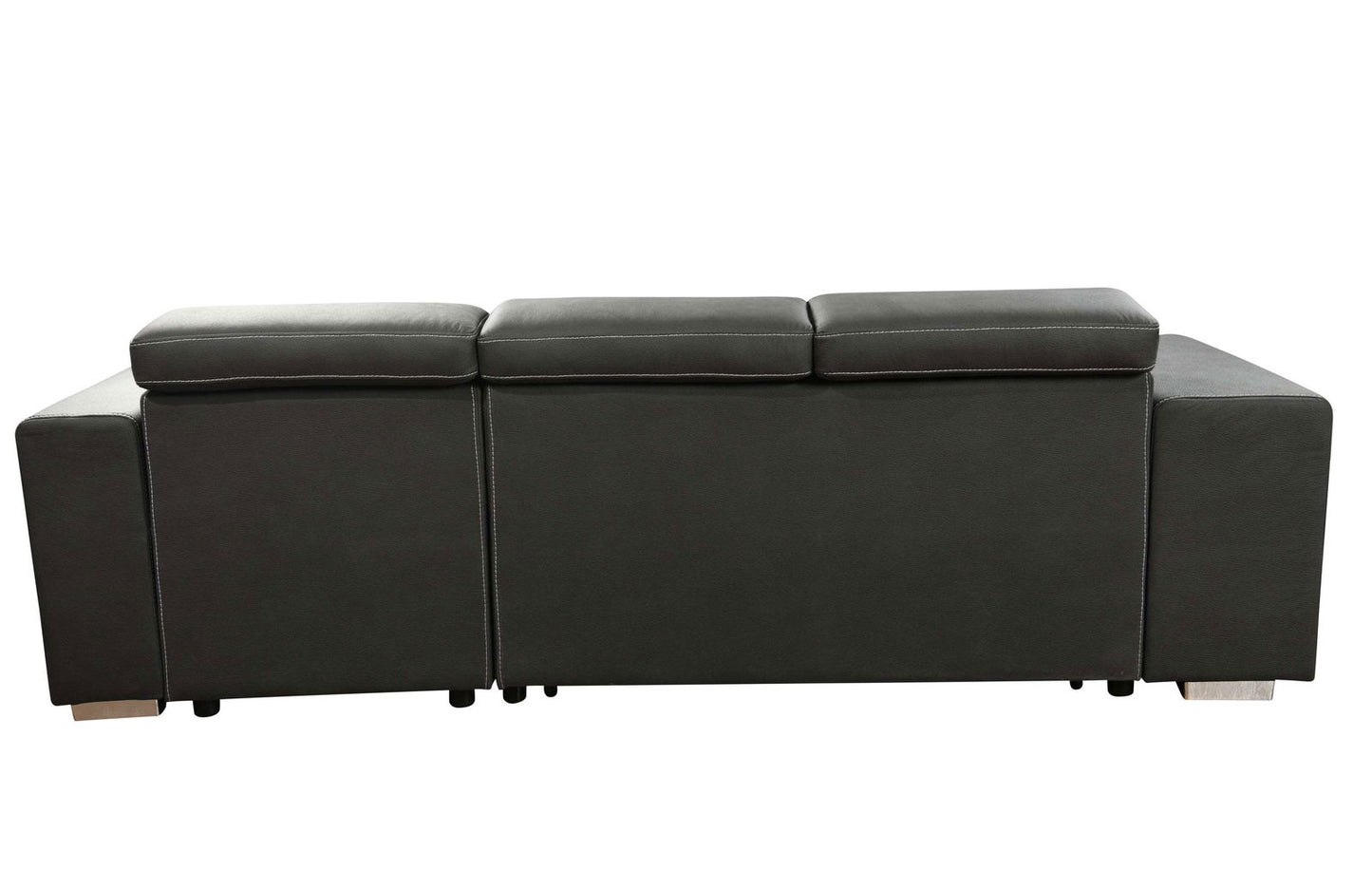 105 inch Reversible Sectional Sofa with Storage Chaise and 2 Stools, with Adjustable Headrest, Sleeper Contemporary Corner Sectional with Pull-Out Sleeper and Chaise , Charcoal Grey himalipasal