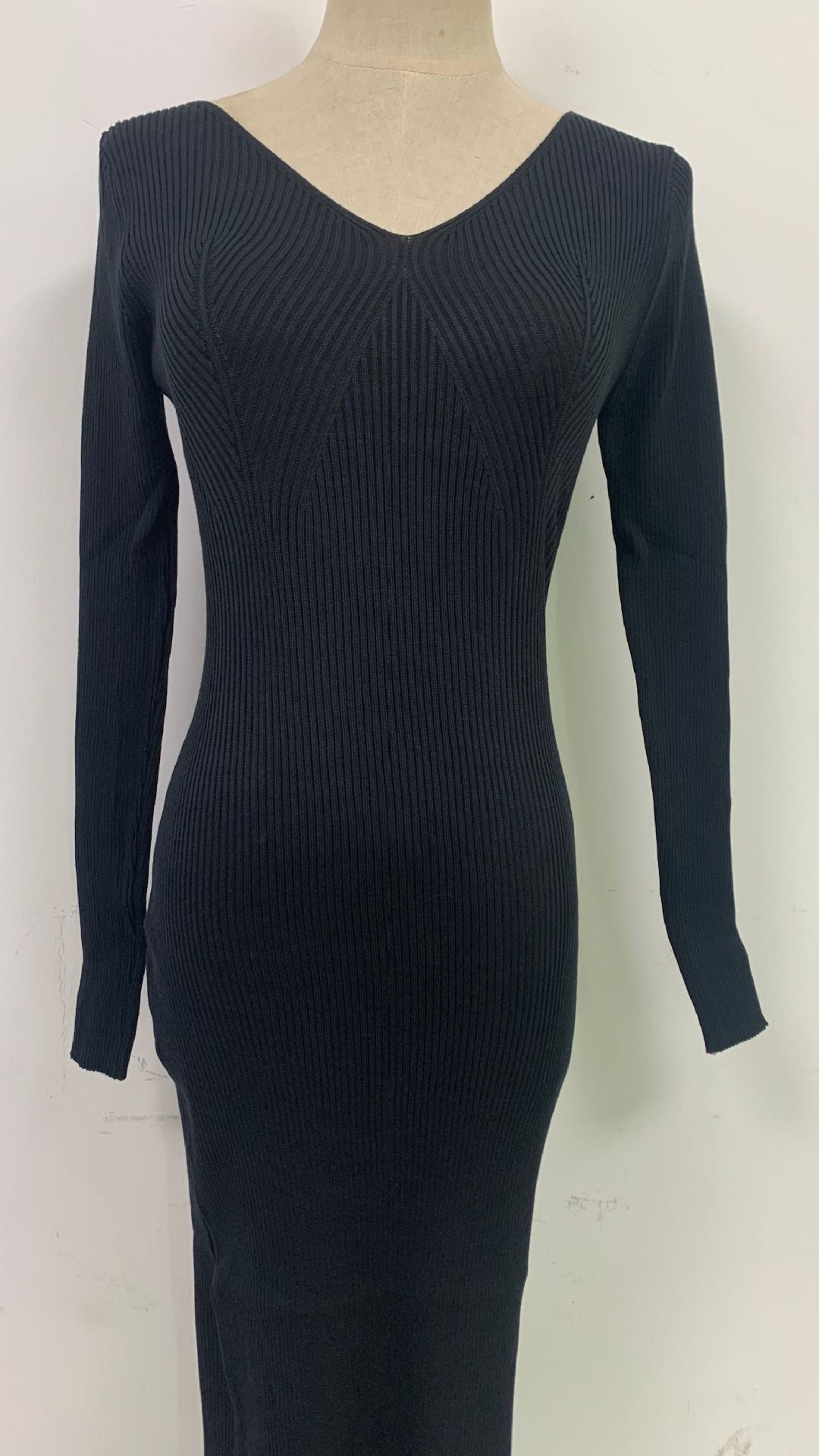 Women's Clothing Jeans for Autumn Sexy Long Sleeve Long Slit Lace-up Backless Sweater Dress