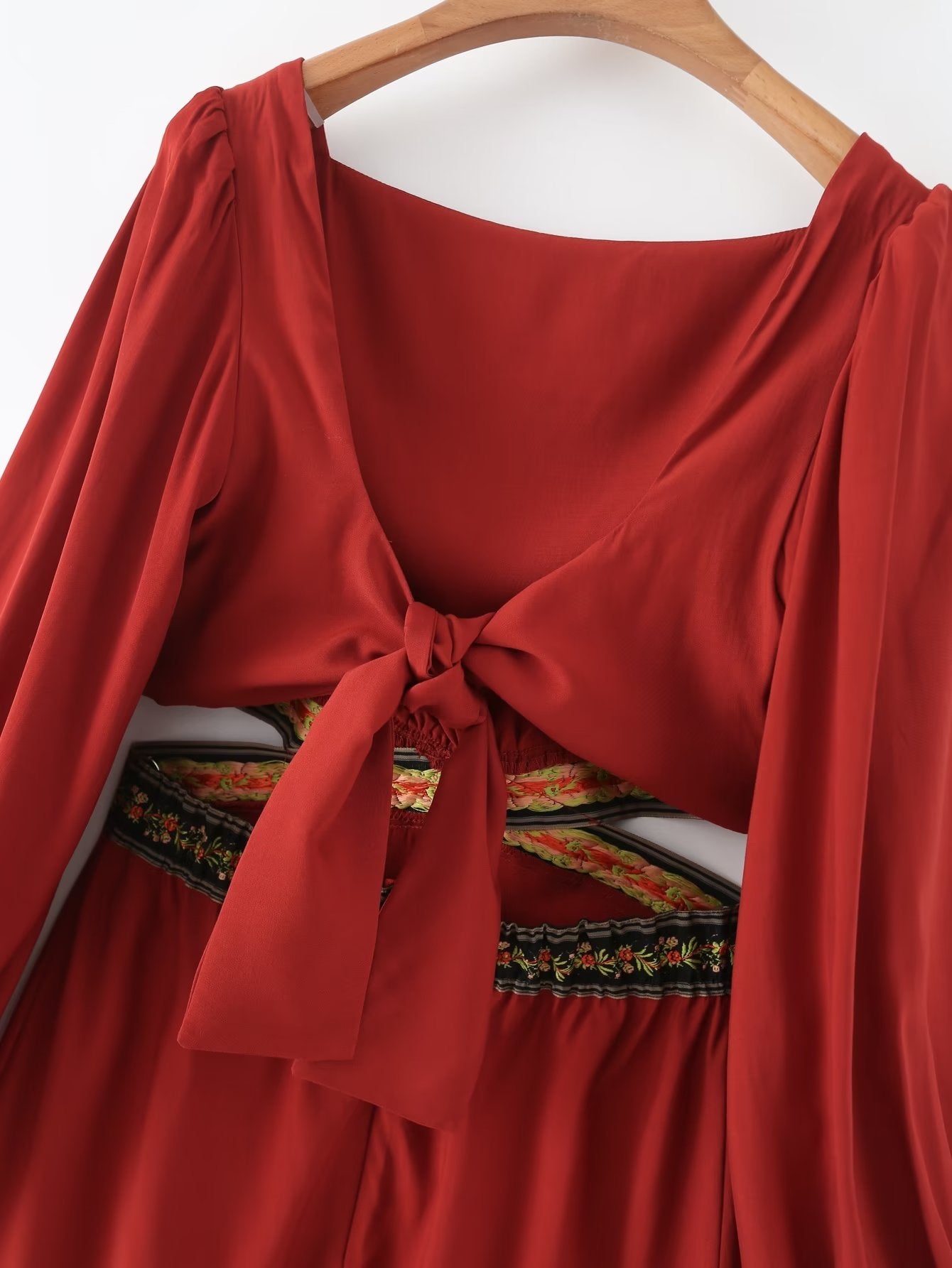 Spring Waist Hollow Out Cutout Cropped Sexy Slim Knit Dress Sheath Long Sleeve Dress