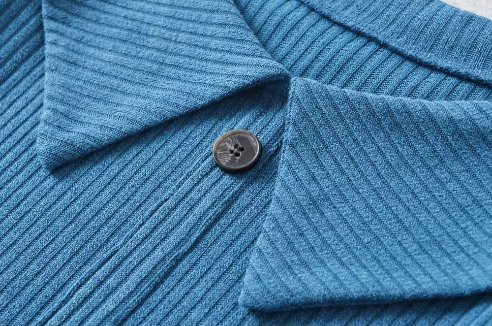 Spring Knitted Three Button Flanging Off Neck Halter Off Shoulder One Step Dress Short Dress