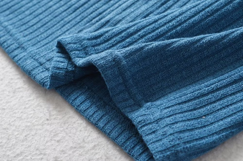 Spring Knitted Three Button Flanging Off Neck Halter Off Shoulder One Step Dress Short Dress