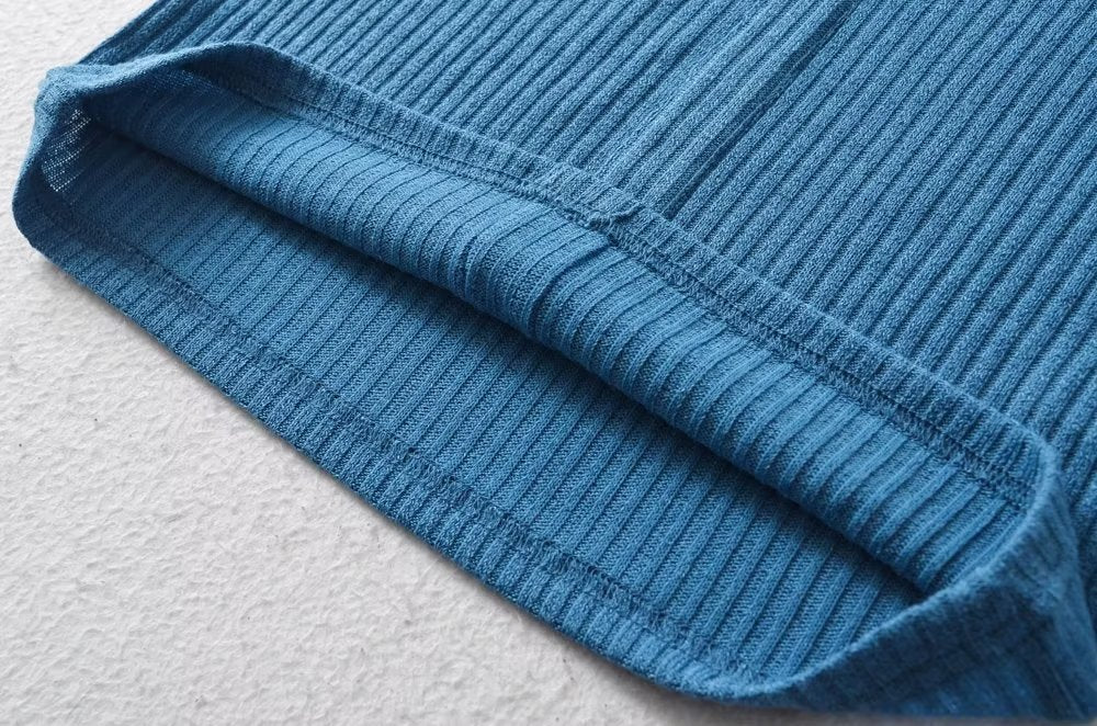 Spring Knitted Three Button Flanging Off Neck Halter Off Shoulder One Step Dress Short Dress