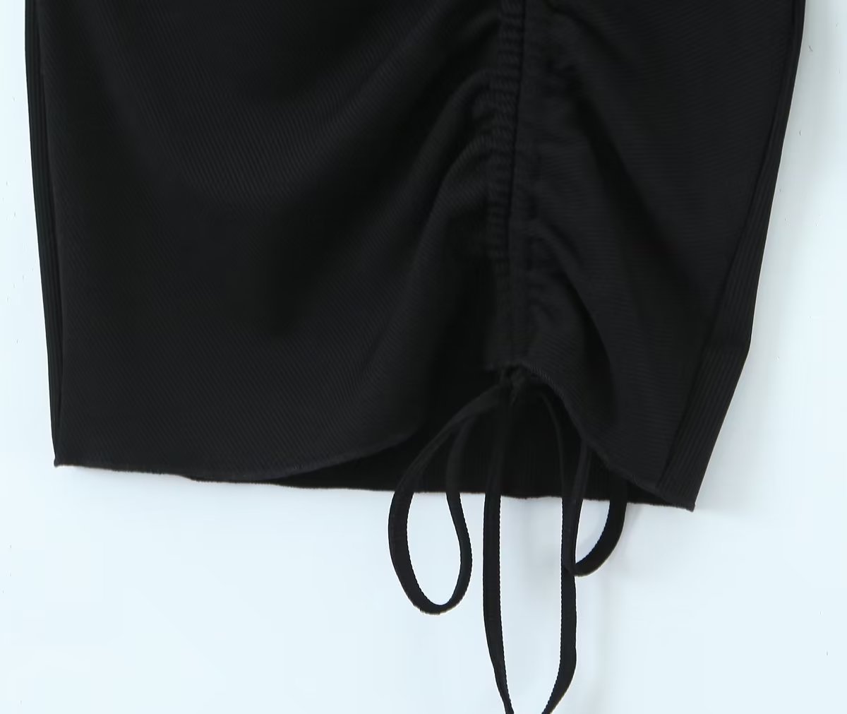 Women Clothing Spring Sexy Hollow Out Drawstring Lace Knitted Dress Hip Dress