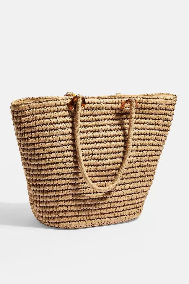 Straw Bag Simple Straw Bag Shoulder Portable Large Capacity Women Bag Summer Vacation Beach Bag Woven Bag