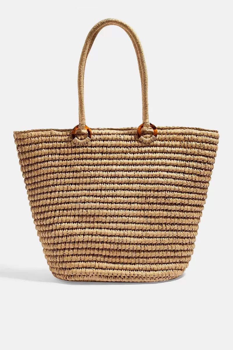 Straw Bag Simple Straw Bag Shoulder Portable Large Capacity Women Bag Summer Vacation Beach Bag Woven Bag