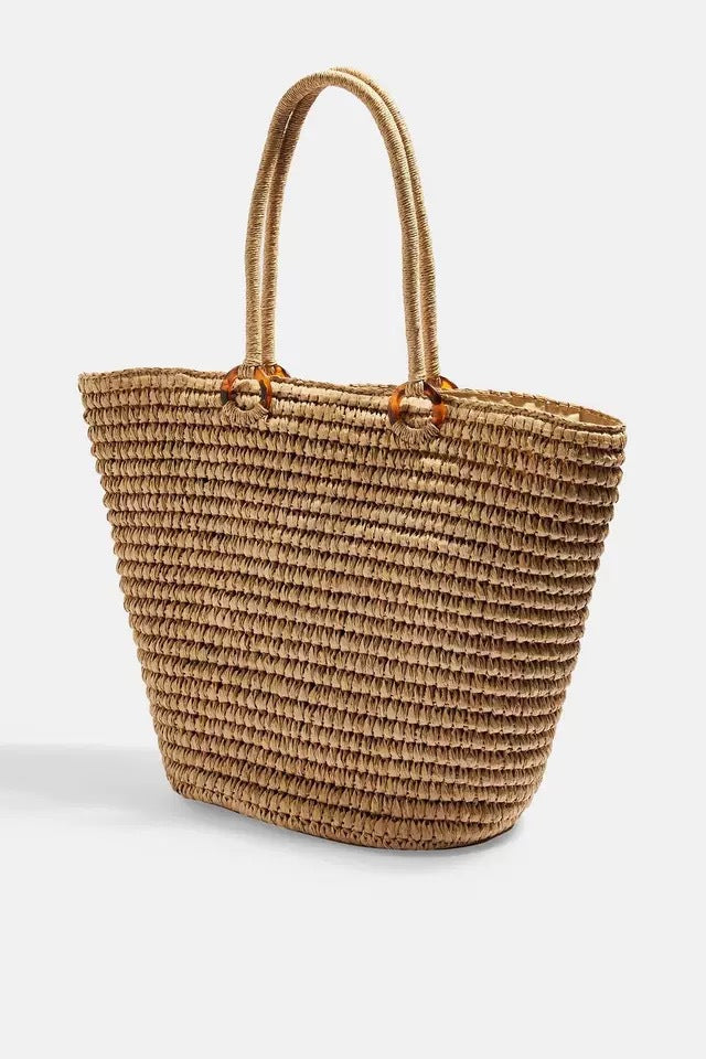 Straw Bag Simple Straw Bag Shoulder Portable Large Capacity Women Bag Summer Vacation Beach Bag Woven Bag