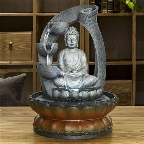 11inches Buddha Fountain Tabletop Decorative Waterfall with Submersible Pump for Office Home Decor himalipasal