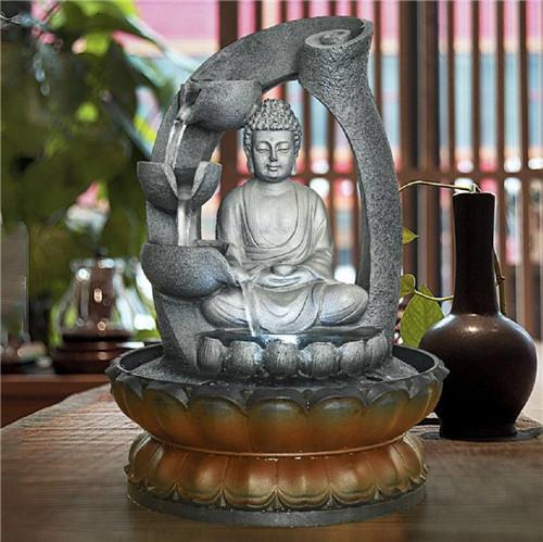 11inches Buddha Fountain Tabletop Decorative Waterfall with Submersible Pump for Office Home Decor himalipasal