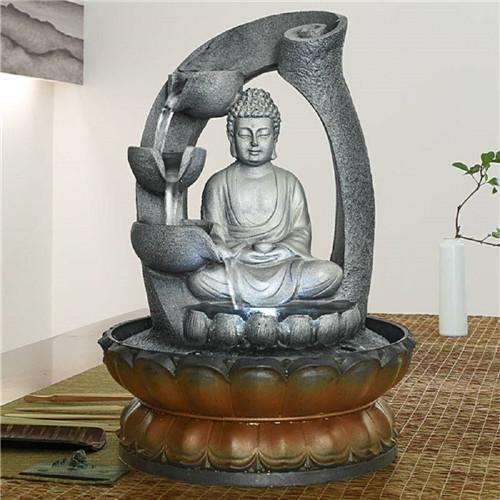 11inches Buddha Fountain Tabletop Decorative Waterfall with Submersible Pump for Office Home Decor himalipasal