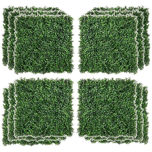 12 PCS 20" x 20" Artificial Boxwood Panels Topiary Wall Greenery Backdrop, Privacy Hedge Screen UV Protected 4Layer Roll Grass Panel Fence Decor Outdoor Indoor Garden Backyard, Light Green himalipasal