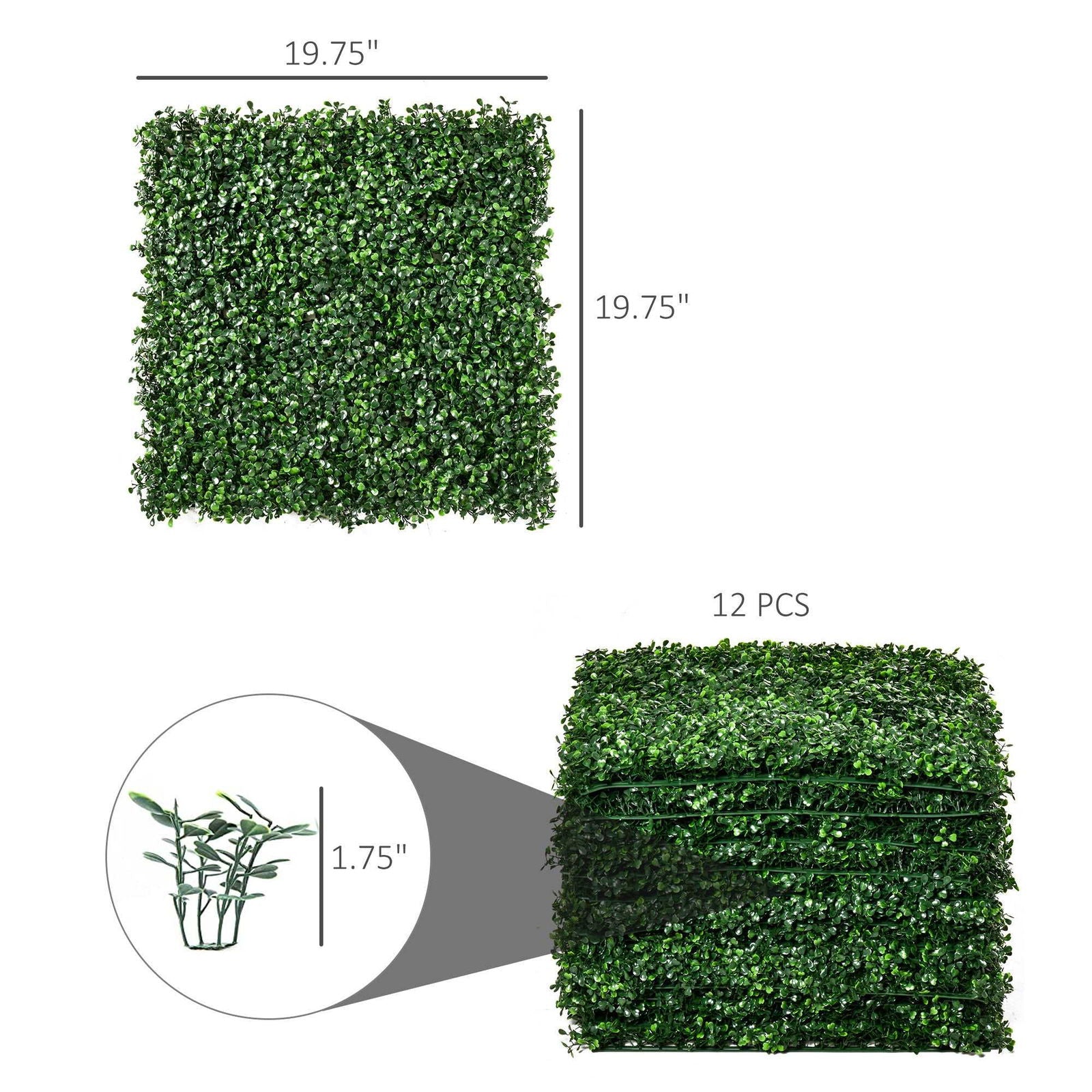 12 PCS 20" x 20" Artificial Boxwood Panels Topiary Wall Greenery Backdrop, Privacy Hedge Screen UV Protected 4Layer Roll Grass Panel Fence Decor Outdoor Indoor Garden Backyard, Light Green himalipasal