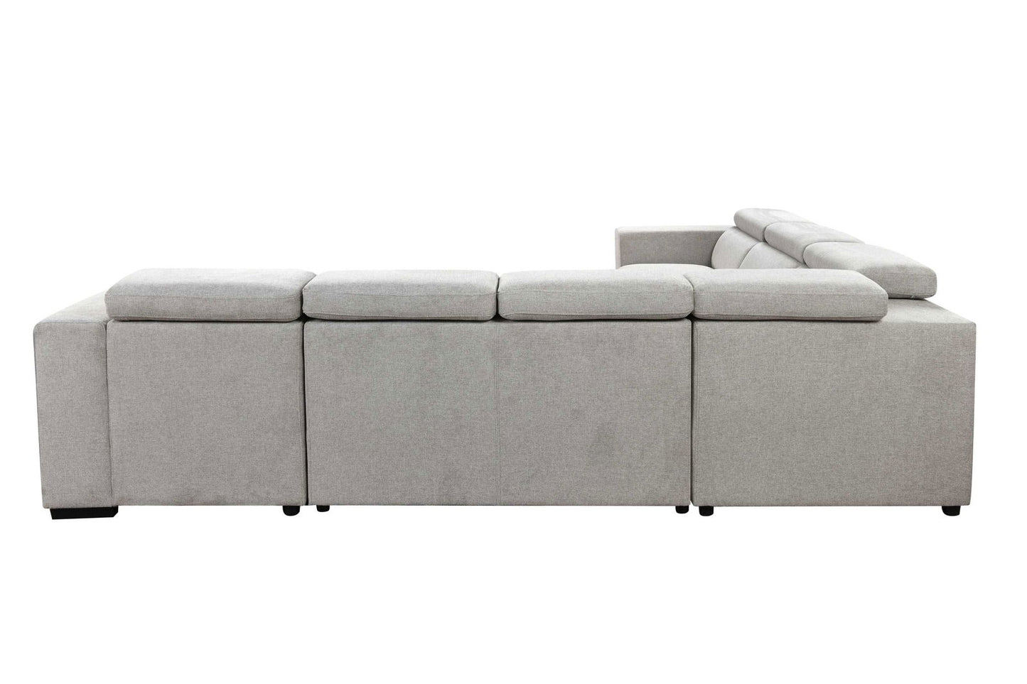 123" Modern U Shaped 7-seat Sectional Sofa Couch with Adjustable Headrest, Sofa Bed with Storage Chaise-Pull Out Couch Bed for Living Room ,Light Gray himalipasal