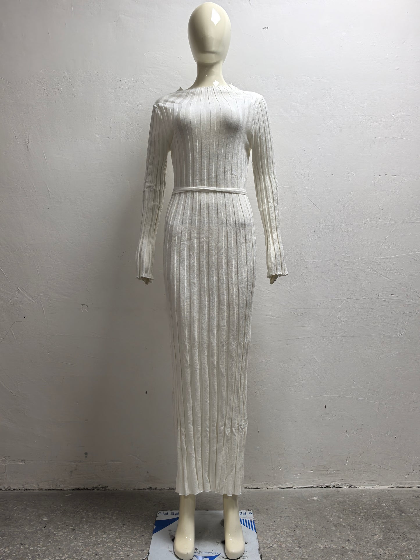 Autumn Winter Knitted Dress Casual Waist Tight round Neck Large Pit High Collar Slimming Knitted Maxi Dress for Women