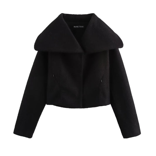 Autumn Winter Women Solid Button Short Top