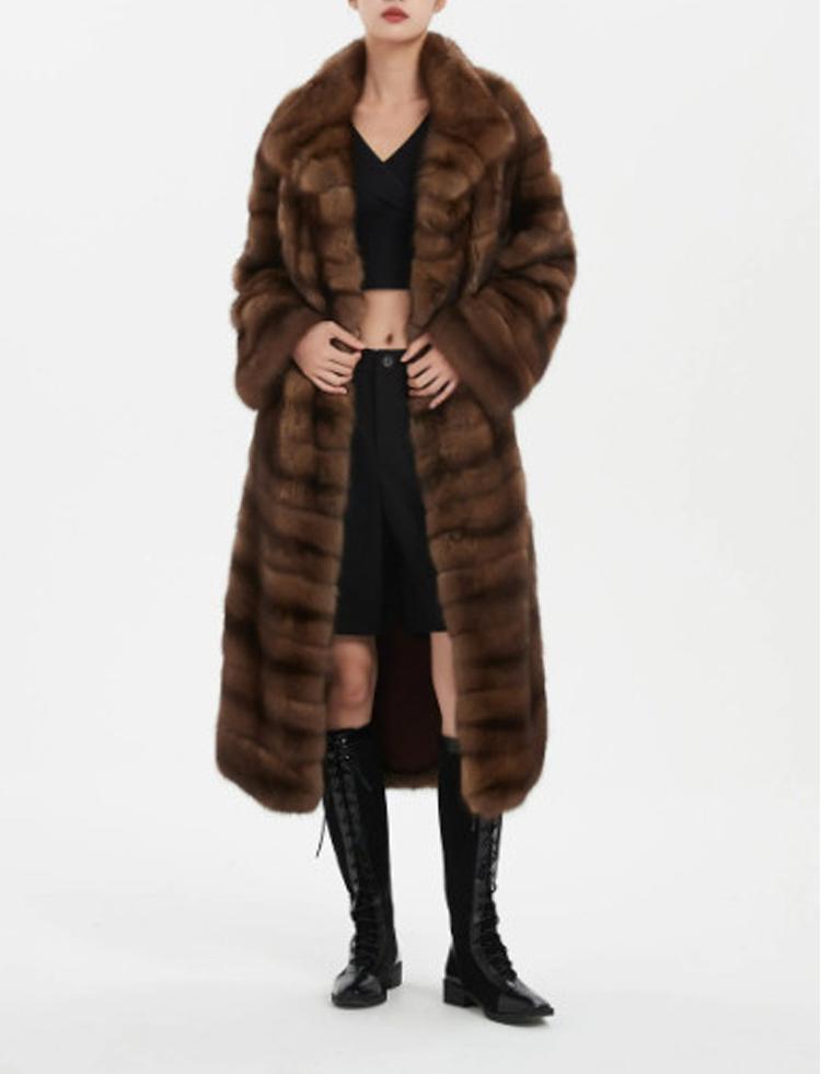 Women Fur Coat Imitation Marten Overcoats Mink Fur Retro Occupied Long Mink Fur Winter Casual Warm Trench Coat