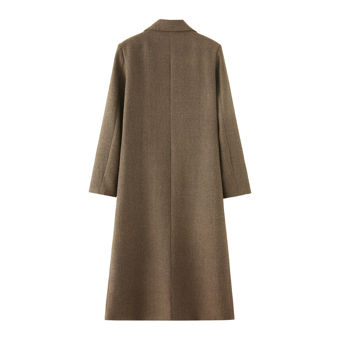 Women Clothing Winter All Match Herringbone Oblique Long Trench Coat