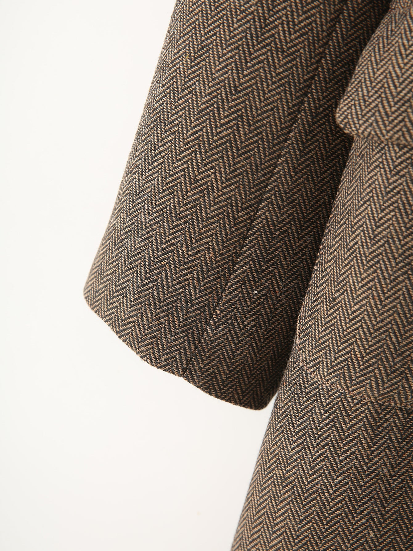 Women Clothing Winter All Match Herringbone Oblique Long Trench Coat