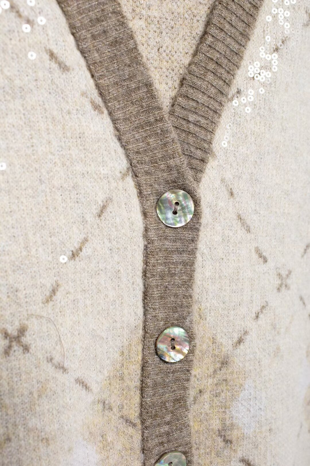 Winter Women Clothing Beads Sequin Pattern Knitted Vest Top