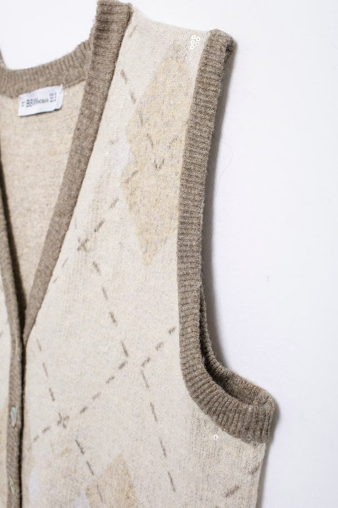 Winter Women Clothing Beads Sequin Pattern Knitted Vest Top