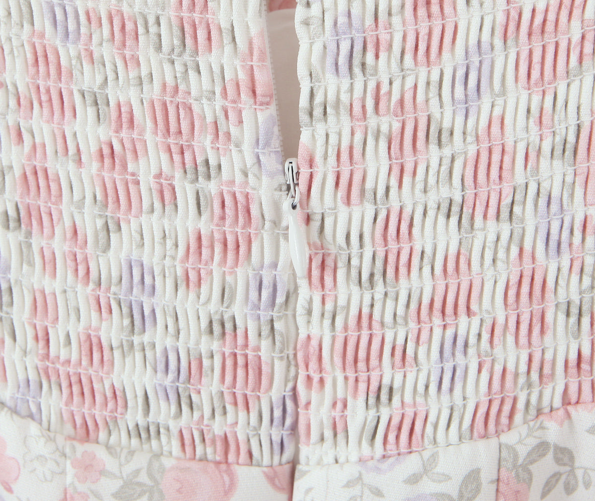 Women Clothing Spring Summer Pink Double Layer Strap Elastic Smocking Princess Dress