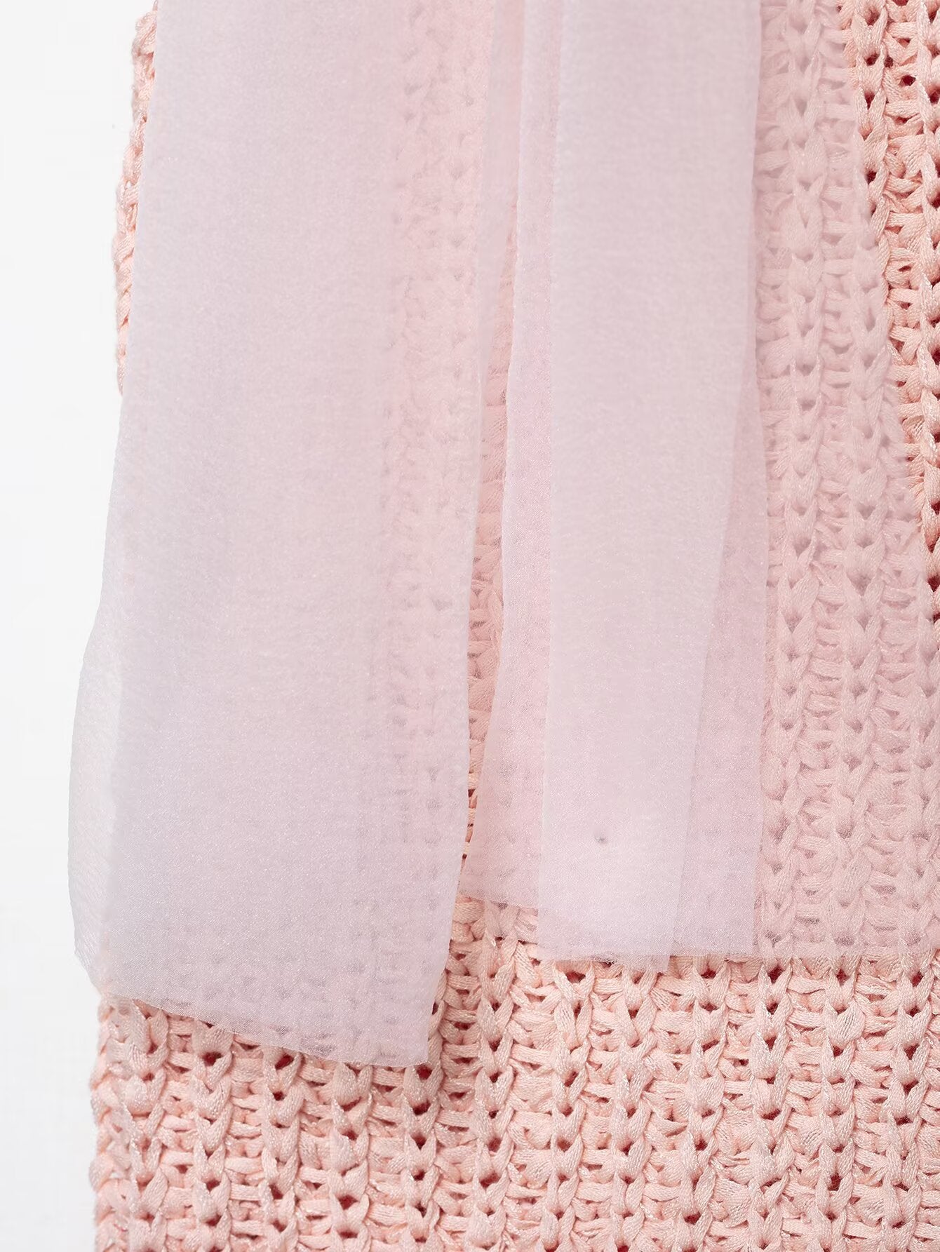 Spring Women Clothing Transparent Bowknot Decoration Knitted Top