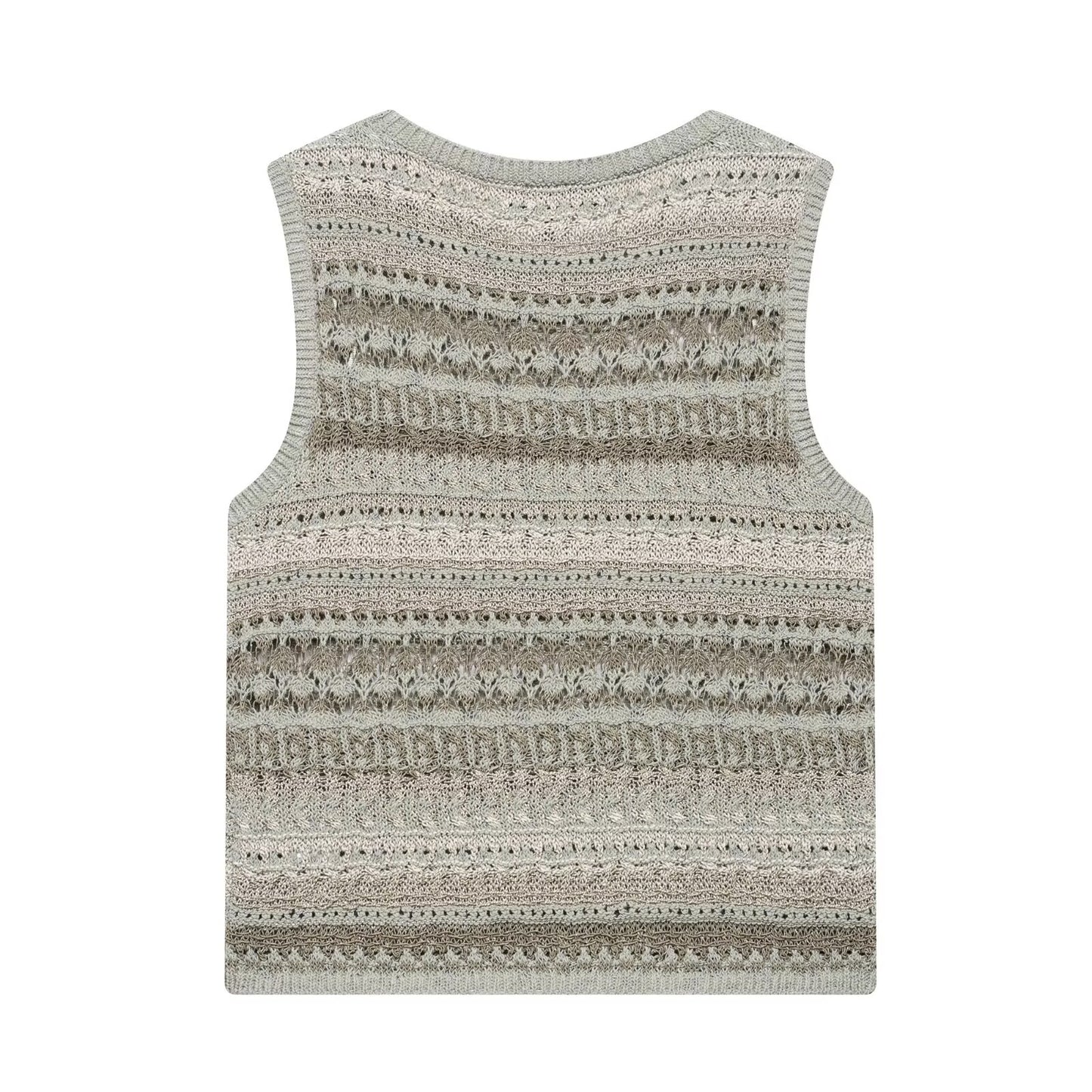 Spring Summer Women Casual round Neck Sleeveless Texture Sweater Women